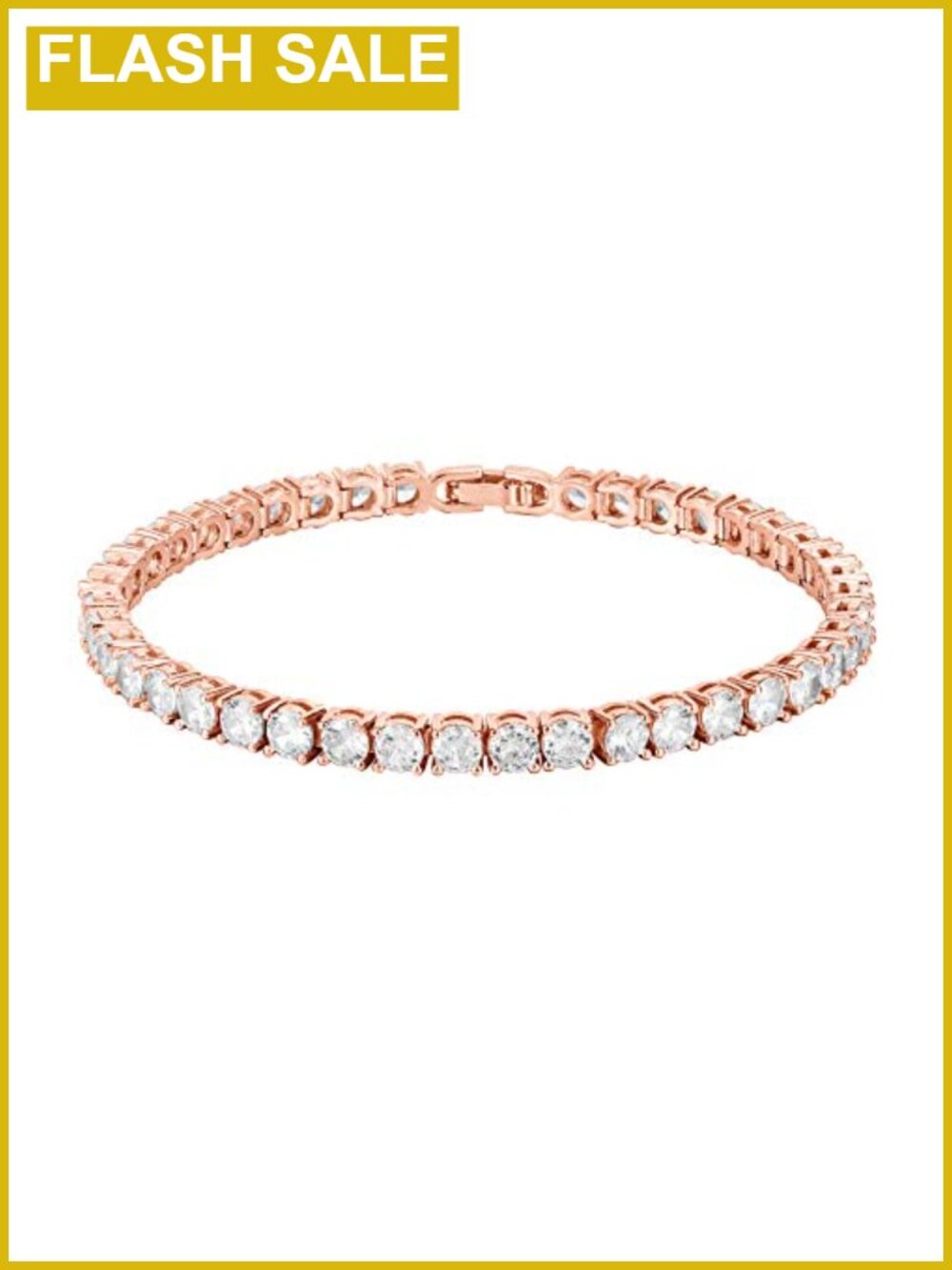 14K Gold Plated Tennis Bracelet with Cubic Zirconia 7.5 Inch